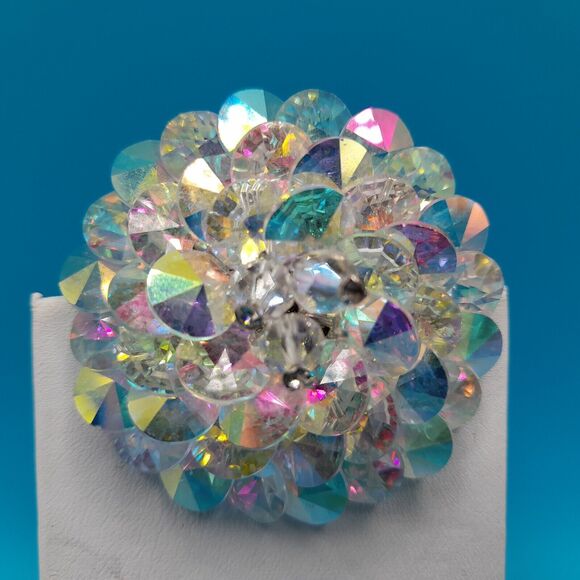 Vintage Un-Signed Vendome Aurora Borealis AB Crystal Rhinestone Brooch Pin - Picture 4 of 10